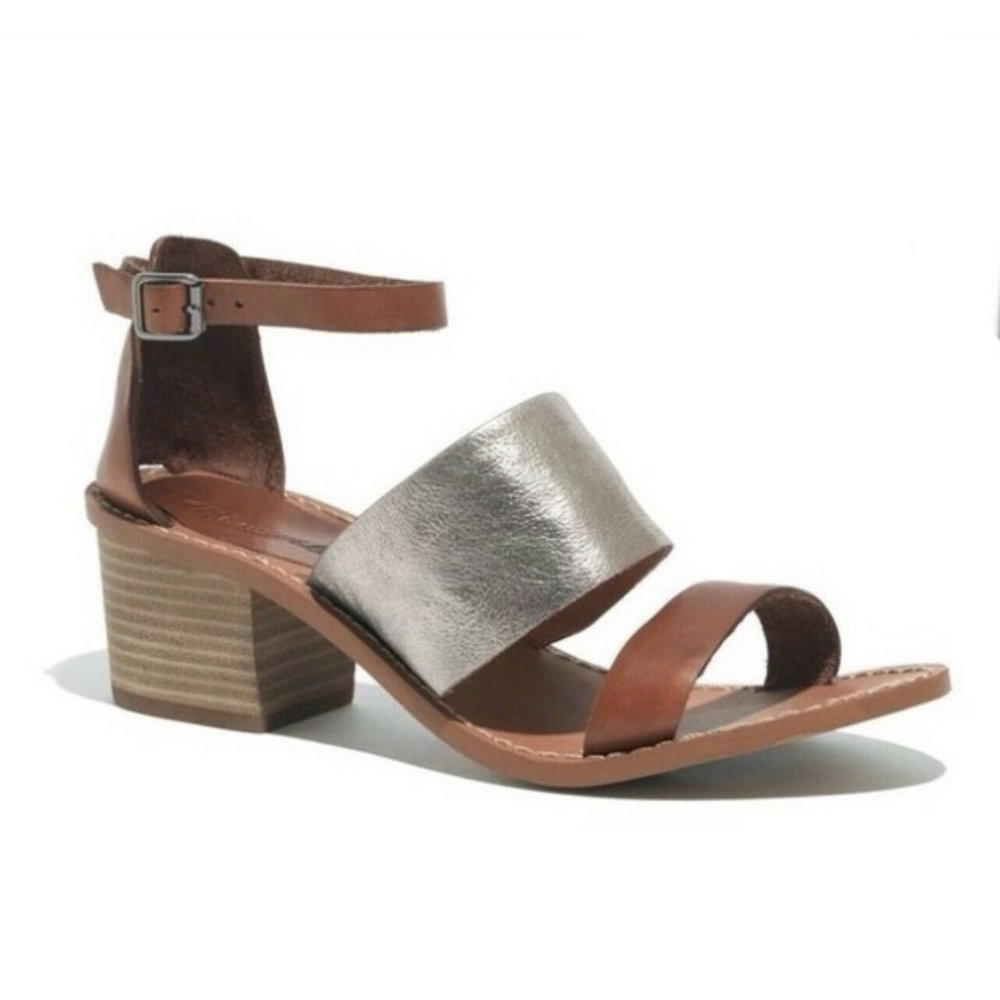 Madewell Warren Women's Brown/Silver Size 10 Ankle Strap Leather Sandals